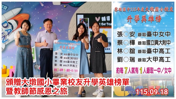 11509畢業生升學海報大墩國小